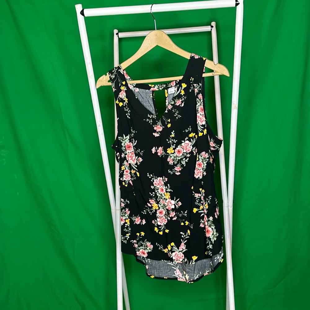 Black and Pink Floral Top, Old Navy